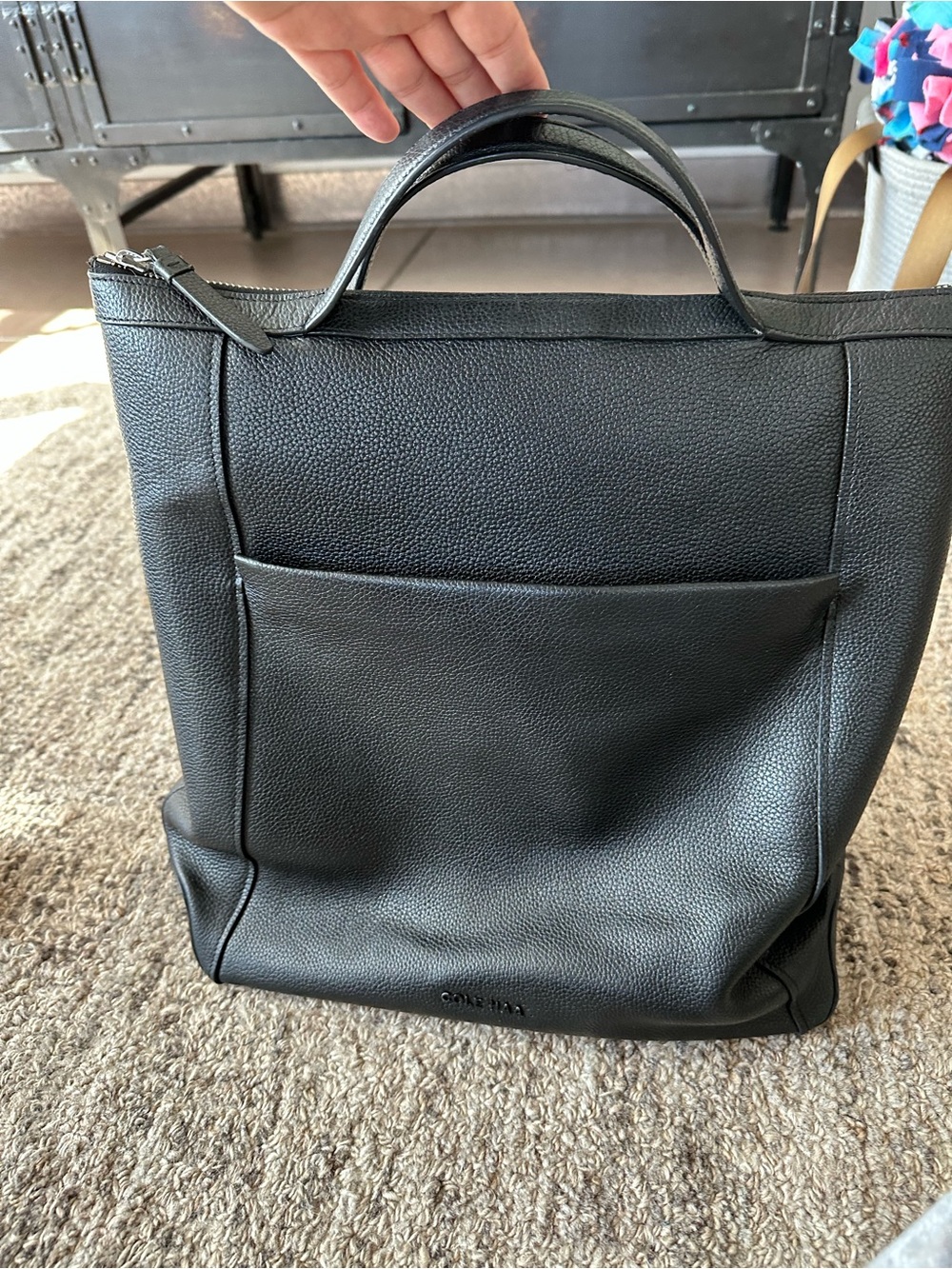 Cole Haan Convertible Black Leather Backpack Tote